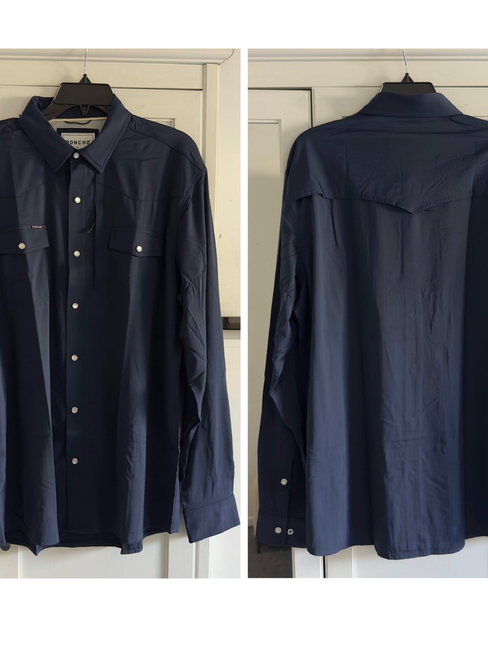 Poncho The Pacifico Long Sleeve Shirt in Navy Size XL Slim Fit
